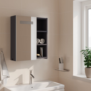 Bathroom Mirror Cabinet with LED Light Grey 45x13x52 cm - Giant Lobelia