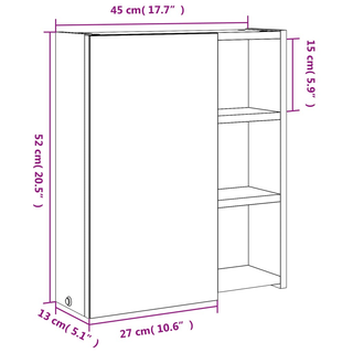 Bathroom Mirror Cabinet with LED Light Grey 45x13x52 cm - Giant Lobelia