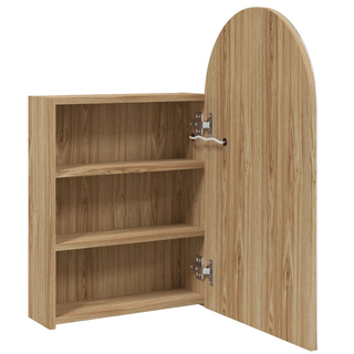 Bathroom Mirror Cabinet with LED Light Arched Oak 42x13x70 cm - Giant Lobelia