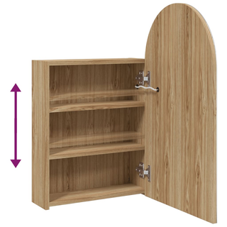 Bathroom Mirror Cabinet with LED Light Arched Oak 42x13x70 cm - Giant Lobelia