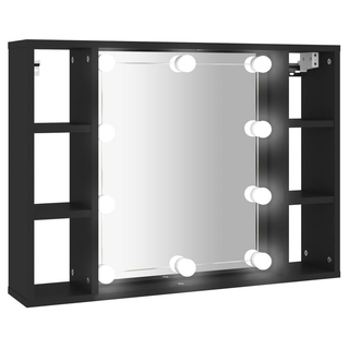 vidaXL Mirror Cabinet with LED Black 76x15x55 cm - Giant Lobelia