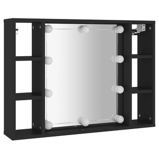 vidaXL Mirror Cabinet with LED Black 76x15x55 cm - Giant Lobelia