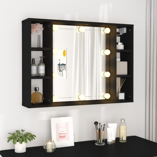 vidaXL Mirror Cabinet with LED Black 76x15x55 cm - Giant Lobelia