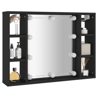 vidaXL Mirror Cabinet with LED Black 76x15x55 cm - Giant Lobelia