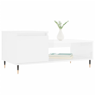 vidaXL Coffee Table High Gloss White 100x50x45 cm Engineered Wood - Giant Lobelia