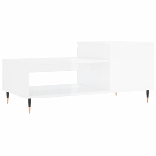 vidaXL Coffee Table High Gloss White 100x50x45 cm Engineered Wood - Giant Lobelia