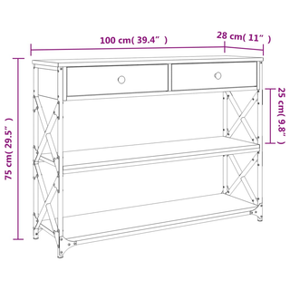 vidaXL Console Table Black 100x28x75 cm Engineered Wood - Giant Lobelia