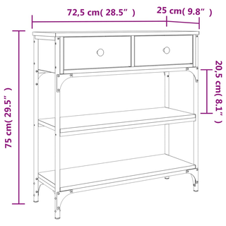 vidaXL Console Table Sonoma Oak 72.5x25x75 cm Engineered Wood - Giant Lobelia