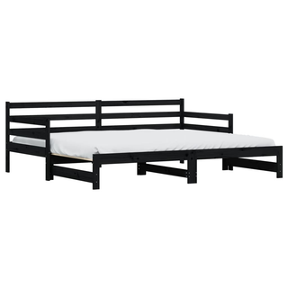 vidaXL Daybed with Trundle Black 90x200 cm Solid Wood Pine - Giant Lobelia