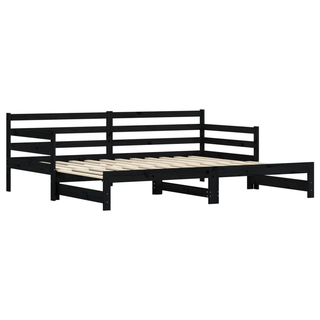 vidaXL Daybed with Trundle Black 90x200 cm Solid Wood Pine - Giant Lobelia