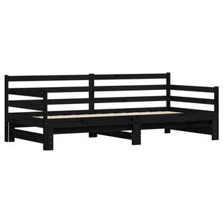 vidaXL Daybed with Trundle Black 90x200 cm Solid Wood Pine - Giant Lobelia