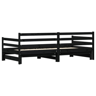 vidaXL Daybed with Trundle Black 90x200 cm Solid Wood Pine - Giant Lobelia