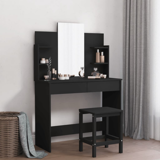 Dressing Table with Mirror Black 96x39x142 cm - Giant Lobelia