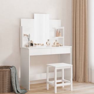 Dressing Table with Mirror High Gloss White 96x39x142 cm - Giant Lobelia