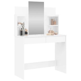 Dressing Table with Mirror High Gloss White 96x39x142 cm - Giant Lobelia