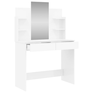 Dressing Table with Mirror High Gloss White 96x39x142 cm - Giant Lobelia