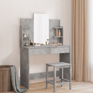 Dressing Table with Mirror Concrete Grey 96x39x142 cm - Giant Lobelia