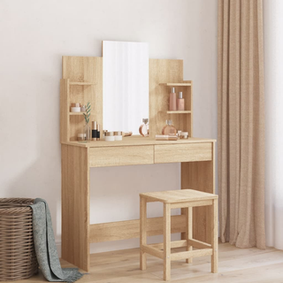 Dressing Table with Mirror Sonoma Oak 96x39x142 cm - Giant Lobelia