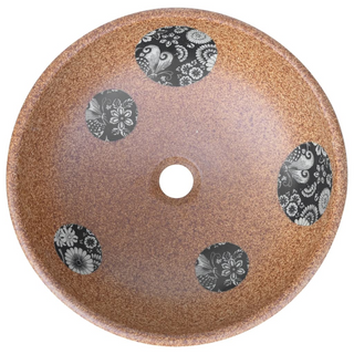 vidaXL Countertop Basin Brown and Blue Round Φ41x14 cm Ceramic - Giant Lobelia