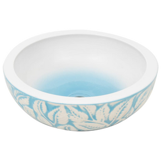 vidaXL Countertop Basin White and Blue Round Φ41x14 cm Ceramic - Giant Lobelia