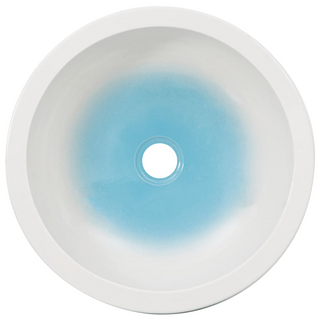 vidaXL Countertop Basin White and Blue Round Φ41x14 cm Ceramic - Giant Lobelia