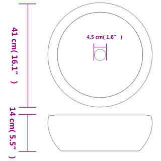 vidaXL Countertop Basin White and Blue Round Φ41x14 cm Ceramic - Giant Lobelia