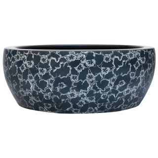 vidaXL Countertop Basin Black and Blue Round Φ41x14 cm Ceramic - Giant Lobelia