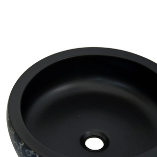 vidaXL Countertop Basin Black and Blue Round Φ41x14 cm Ceramic - Giant Lobelia