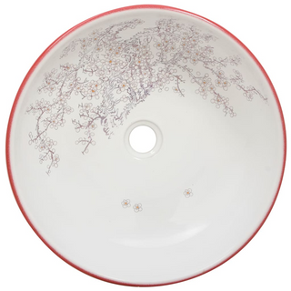 vidaXL Countertop Basin White and Red Round Φ41x14 cm Ceramic - Giant Lobelia