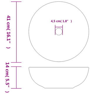 vidaXL Countertop Basin White and Red Round Φ41x14 cm Ceramic - Giant Lobelia