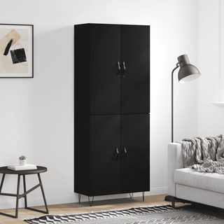 vidaXL Highboard Black 69.5x34x180 cm Engineered Wood - Giant Lobelia