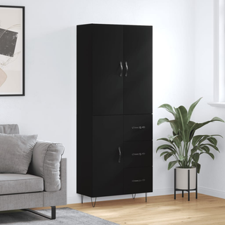 vidaXL Highboard Black 69.5x34x180 cm Engineered Wood - Giant Lobelia