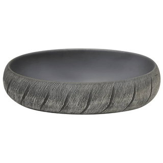 vidaXL Countertop Basin Black and Grey Oval 59x40x15 cm Ceramic - Giant Lobelia