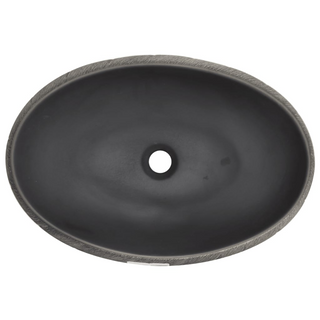 vidaXL Countertop Basin Black and Grey Oval 59x40x15 cm Ceramic - Giant Lobelia