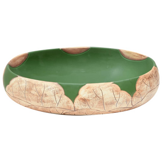 vidaXL Countertop Basin Green and Brown Oval 59x40x15 cm Ceramic - Giant Lobelia