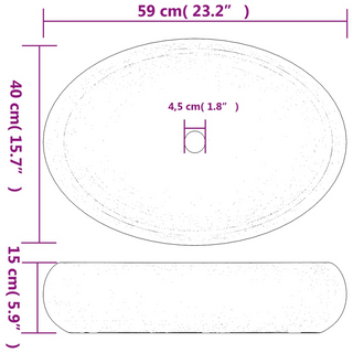 vidaXL Countertop Basin Green and Brown Oval 59x40x15 cm Ceramic - Giant Lobelia