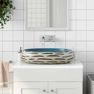 vidaXL Countertop Basin Multicolour Oval 59x40x15 cm Ceramic - Giant Lobelia