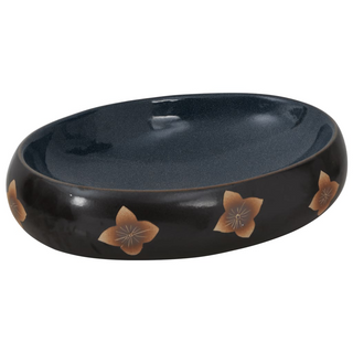 vidaXL Countertop Basin Black and Blue Oval 59x40x15 cm Ceramic - Giant Lobelia