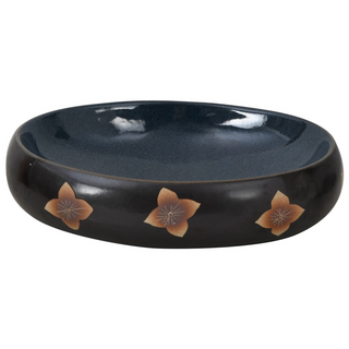 vidaXL Countertop Basin Black and Blue Oval 59x40x15 cm Ceramic - Giant Lobelia