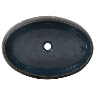 vidaXL Countertop Basin Black and Blue Oval 59x40x15 cm Ceramic - Giant Lobelia