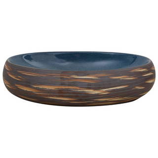 vidaXL Countertop Basin Brown and Blue Oval 59x40x15 cm Ceramic - Giant Lobelia