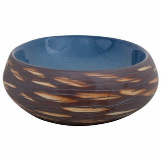 vidaXL Countertop Basin Brown and Blue Oval 59x40x15 cm Ceramic - Giant Lobelia