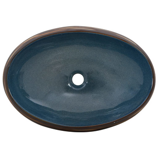 vidaXL Countertop Basin Brown and Blue Oval 59x40x15 cm Ceramic - Giant Lobelia