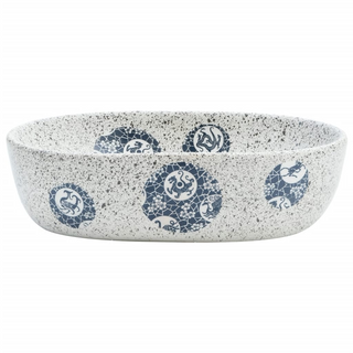 vidaXL Countertop Basin Grey and Blue Oval 47x33x13 cm Ceramic - Giant Lobelia