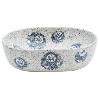 vidaXL Countertop Basin Grey and Blue Oval 47x33x13 cm Ceramic - Giant Lobelia