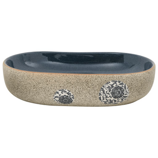 vidaXL Countertop Basin Sand and Blue Oval 59x40x14 cm Ceramic - Giant Lobelia