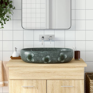 vidaXL Countertop Basin Blue Oval 59x40x14 cm Ceramic - Giant Lobelia