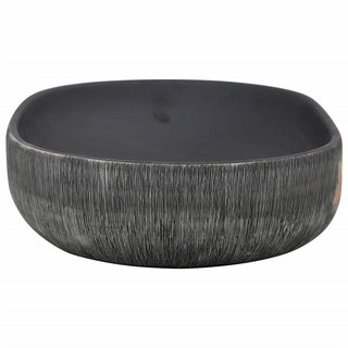 vidaXL Countertop Basin Grey and Black Oval 59x40x14 cm Ceramic - Giant Lobelia