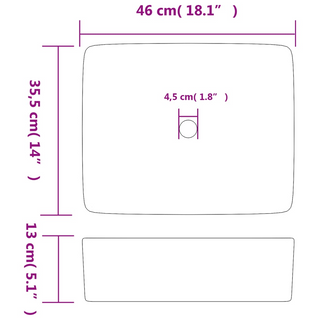 vidaXL Countertop Basin Multicolour Rectangular 46x35.5x13 cm Ceramic - Giant Lobelia