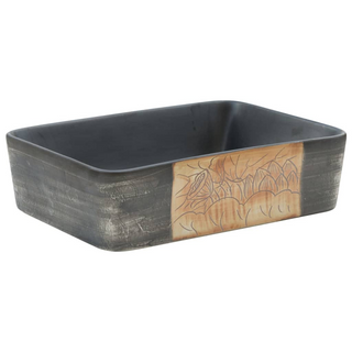 vidaXL Countertop Basin Black and Brown Rectangular 46x35.5x13 cm Ceramic - Giant Lobelia